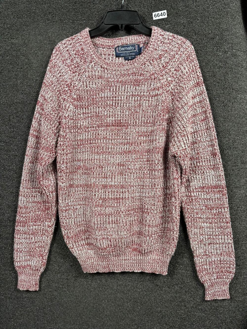 VTG Barnaby Knit Sweater Mens Size S Red White Pullover Crew Neck